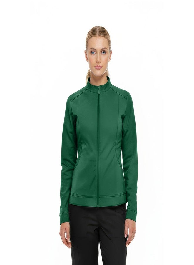 Natural Uniforms Women's Ultra Soft Stretch Zip Up Scrub Jacket (Hunter Green, X-Large) - Image 1